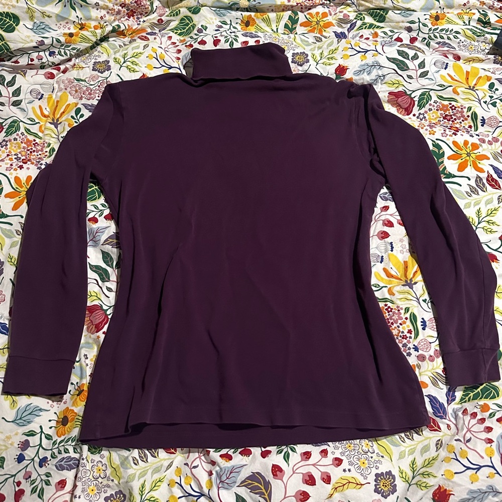 Eddie Bauer Women's Dark Purple Long Sleeve Turtleneck - Picture 4 of 5